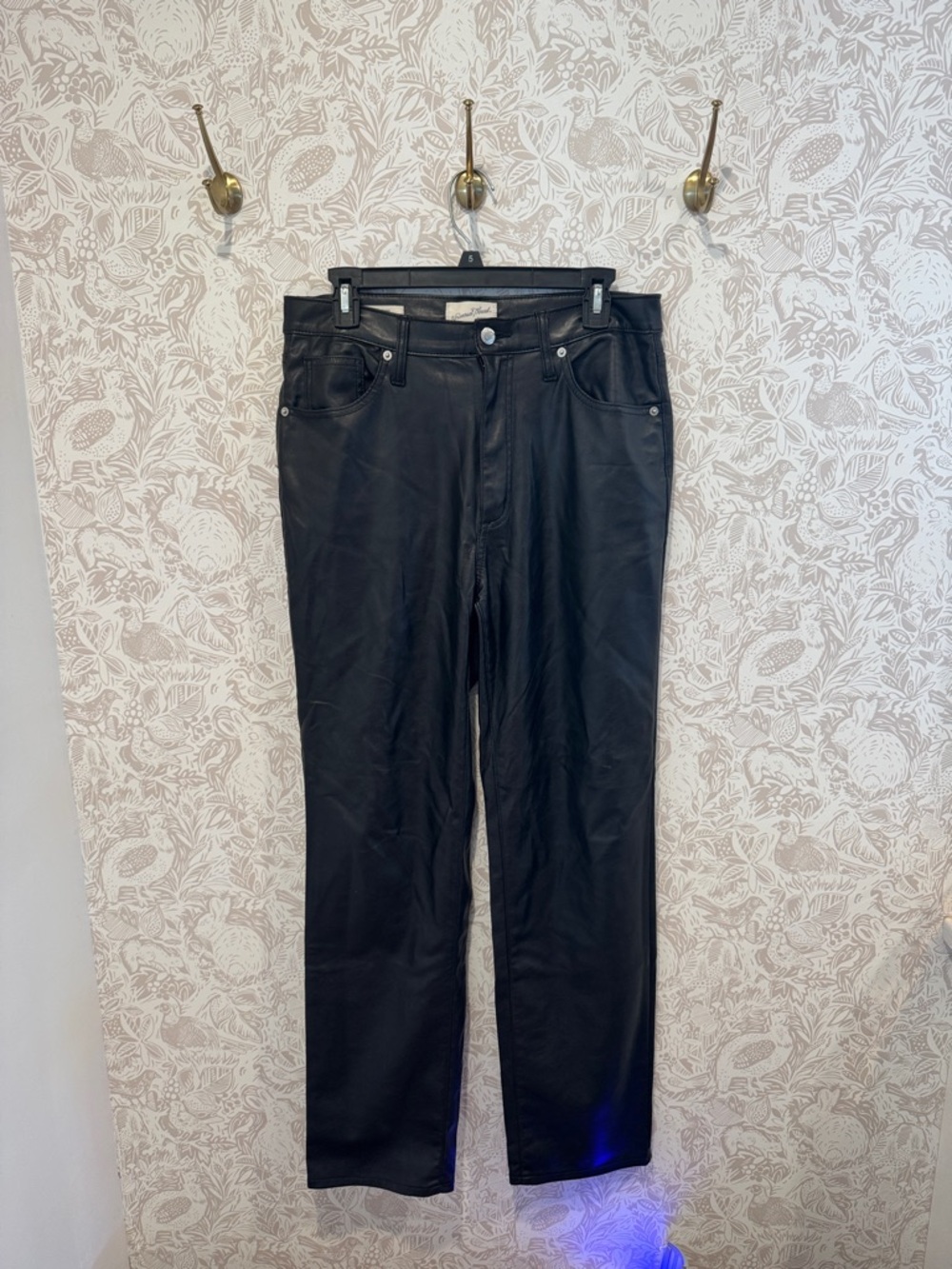 Universal Thread Black Straight-Leg Faux Leather Jeans
